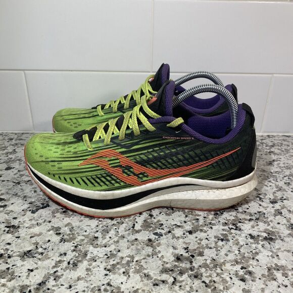 Saucony Endrophin Speed 2 Athletic Running Shoes Neon S10688-65 Women’s Size 10 - Picture 1 of 8